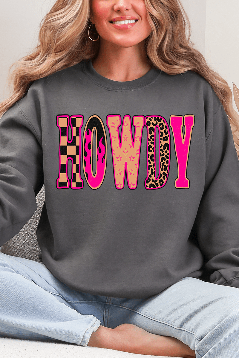 Pink Heat Howdy Heavy Blend Crew Sweatshirt - Wholesale Accessory Market