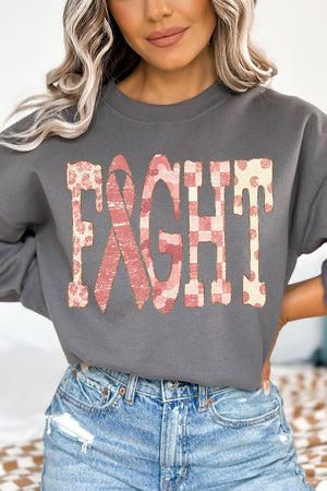 Pink Patterned Fight Heavy Blend Crew Sweatshirt - Wholesale Accessory Market