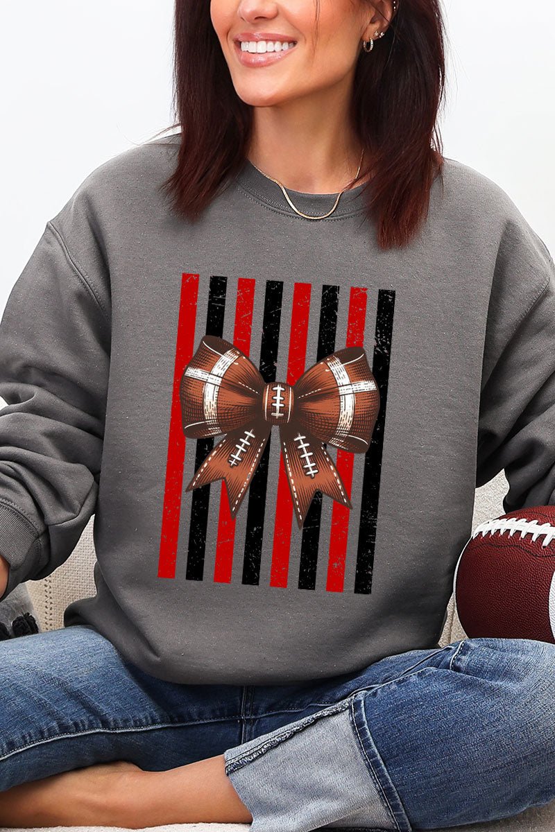 Red & Black Varsity Bow Heavy Blend Crew Sweatshirt - Wholesale Accessory Market
