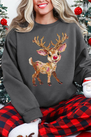 The Painted Red Nose Reindeer Heavy Blend Crew Sweatshirt - Wholesale Accessory Market