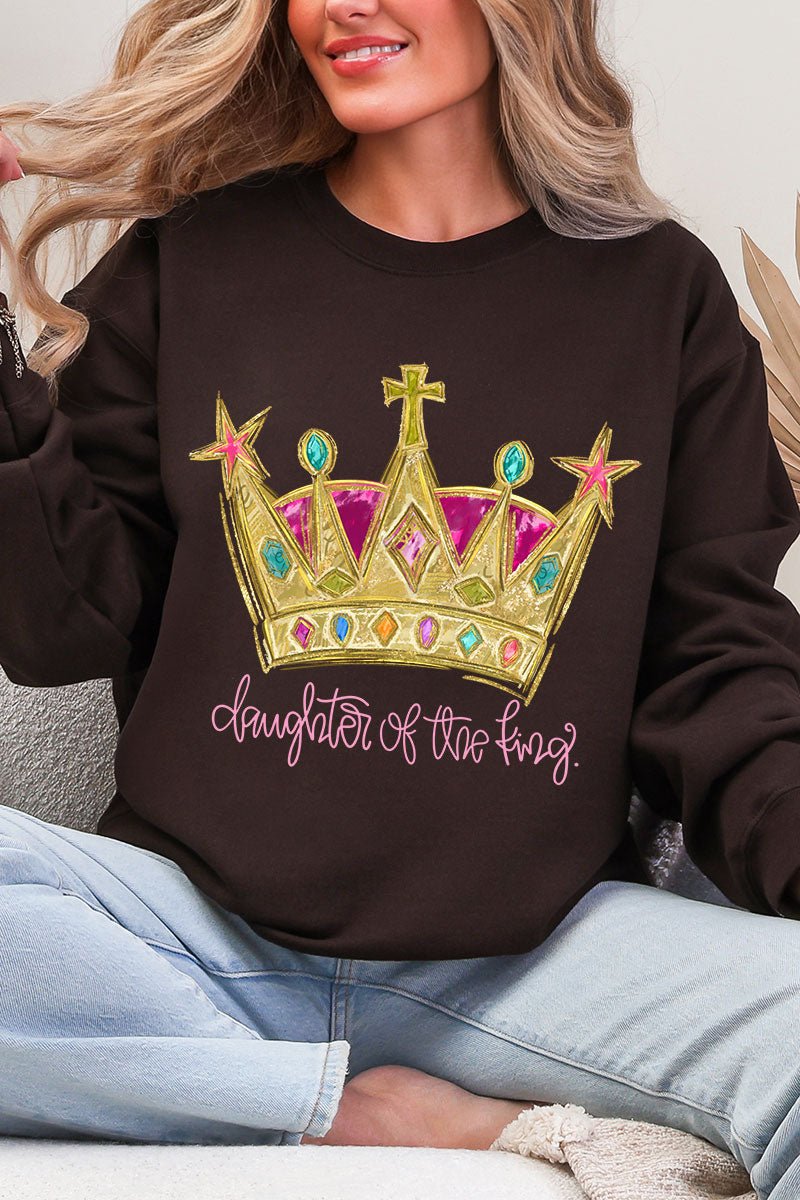 Bejeweled Daughter Of The King Heavy Blend Crew Sweatshirt - Wholesale Accessory Market