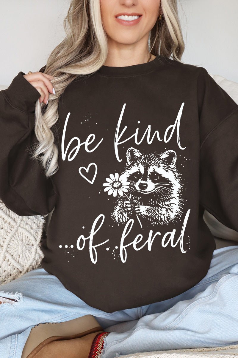 Be Kind Of Feral Raccoon Heavy Blend Crew Sweatshirt - Wholesale Accessory Market
