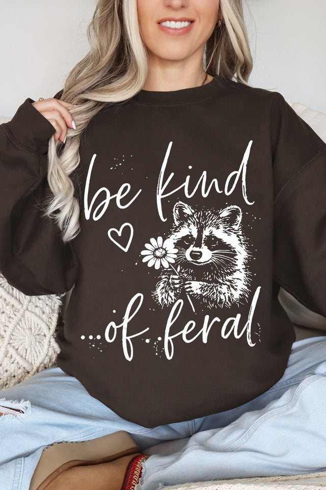 Be Kind Of Feral Raccoon Heavy Blend Crew Sweatshirt - Wholesale Accessory Market