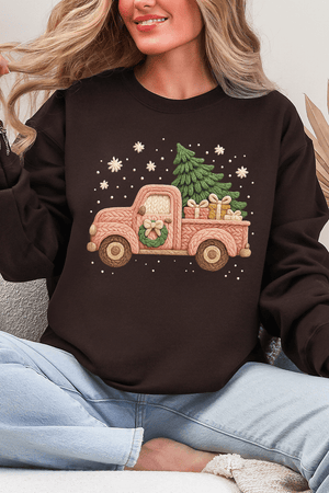 Faux Yarn Holly Jolly Haul Heavy Blend Crew Sweatshirt - Wholesale Accessory Market