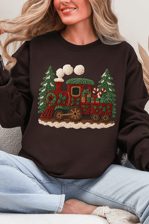 Faux Yarn Mistletoe Express Heavy Blend Crew Sweatshirt - Wholesale Accessory Market