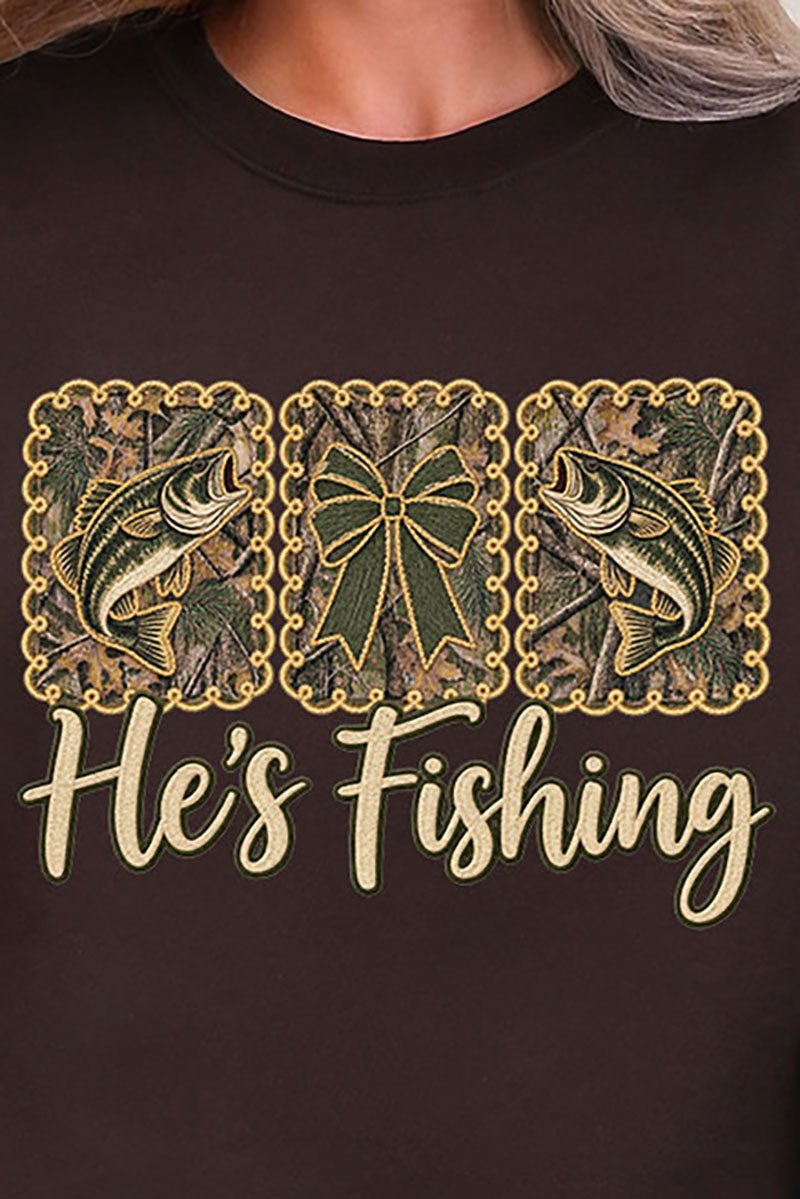 He's Fishing Heavy Blend Crew Sweatshirt - Wholesale Accessory Market