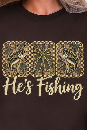 He's Fishing Heavy Blend Crew Sweatshirt - Wholesale Accessory Market