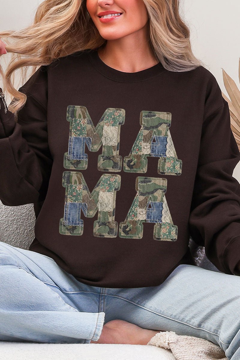 Patchwork Camo Mama Heavy Blend Crew Sweatshirt - Wholesale Accessory Market