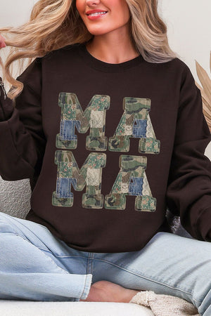 Patchwork Camo Mama Heavy Blend Crew Sweatshirt - Wholesale Accessory Market