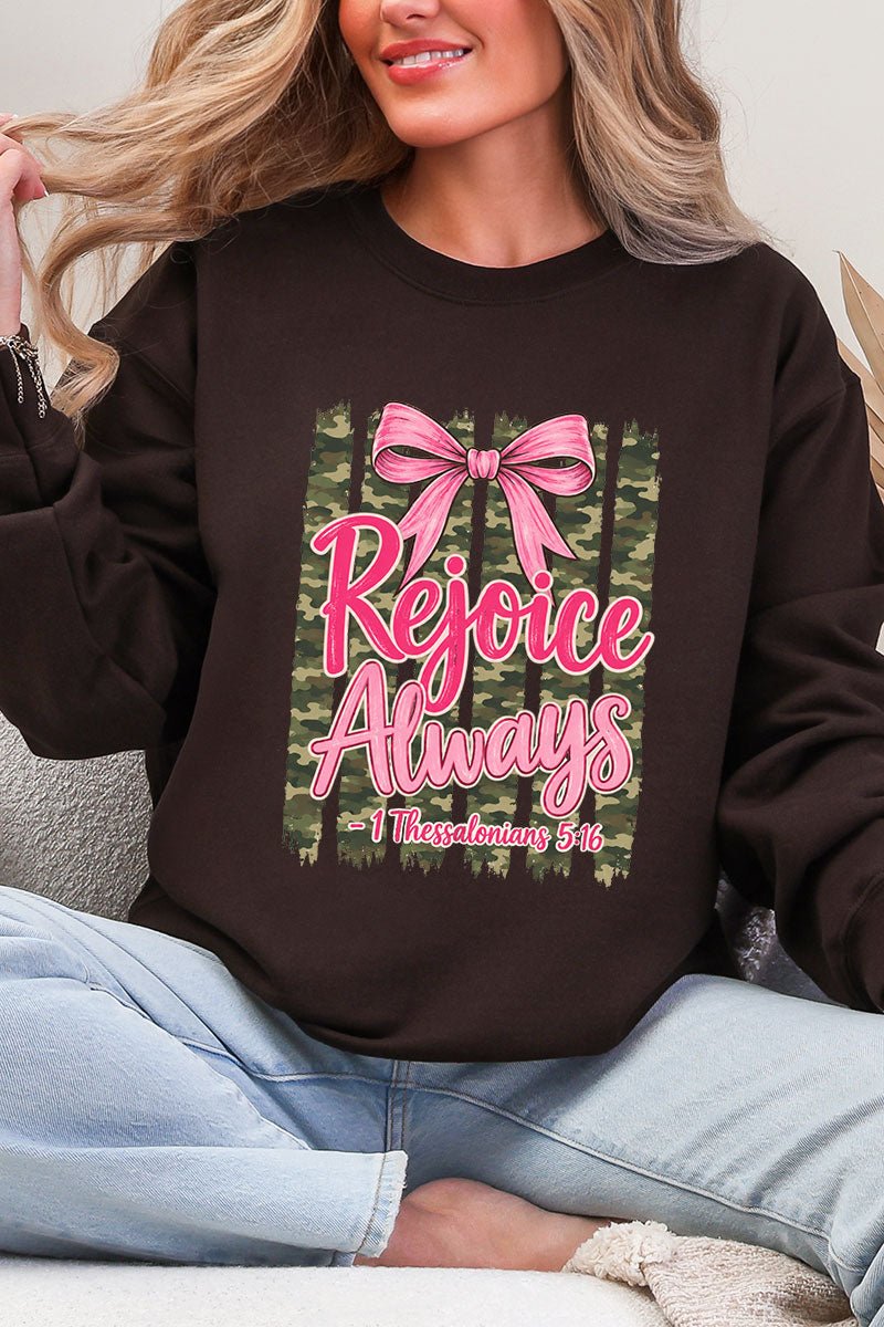 Rejoice Always Girly Camo Heavy Blend Crew Sweatshirt - Wholesale Accessory Market