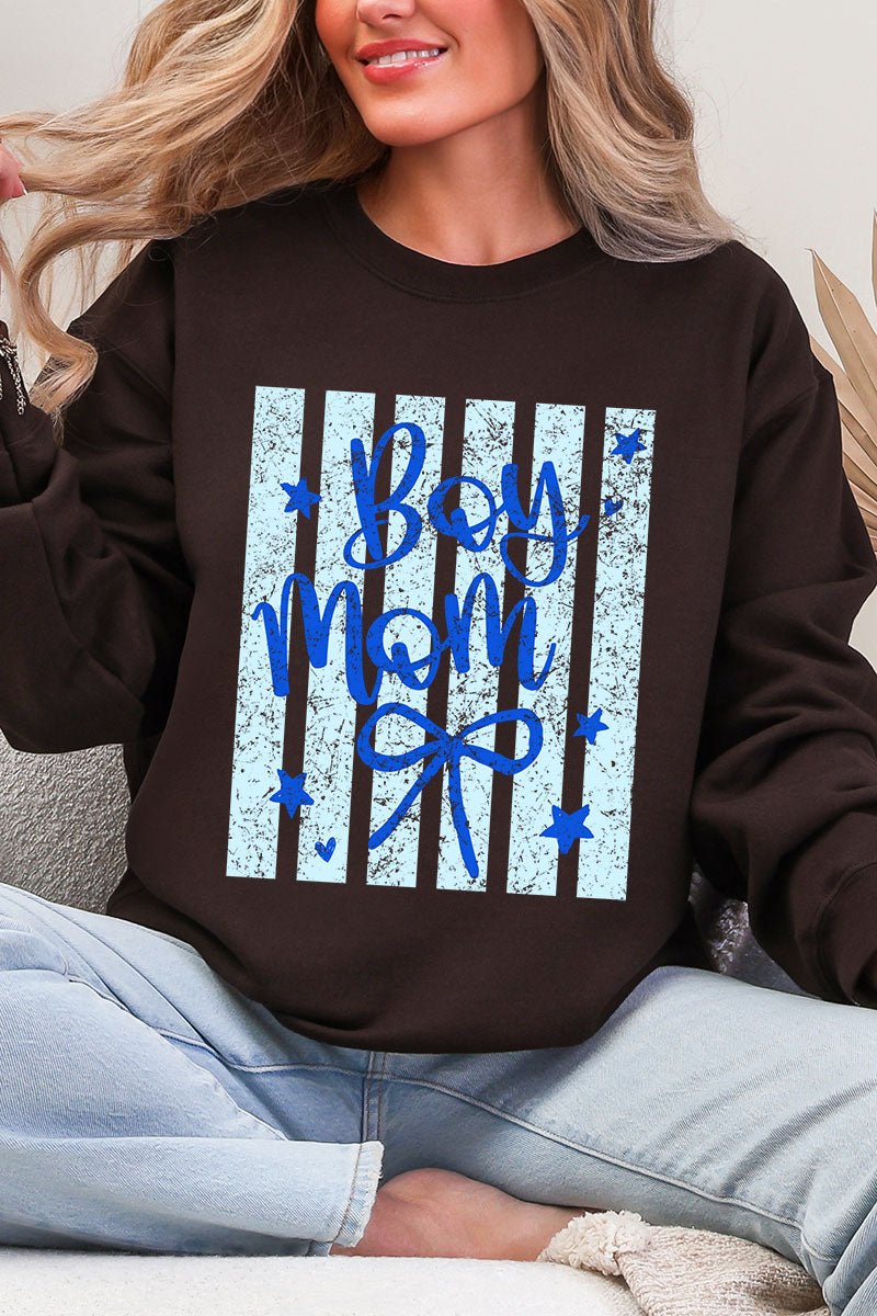 Striped Stars Boy Mom Heavy Blend Crew Sweatshirt - Wholesale Accessory Market