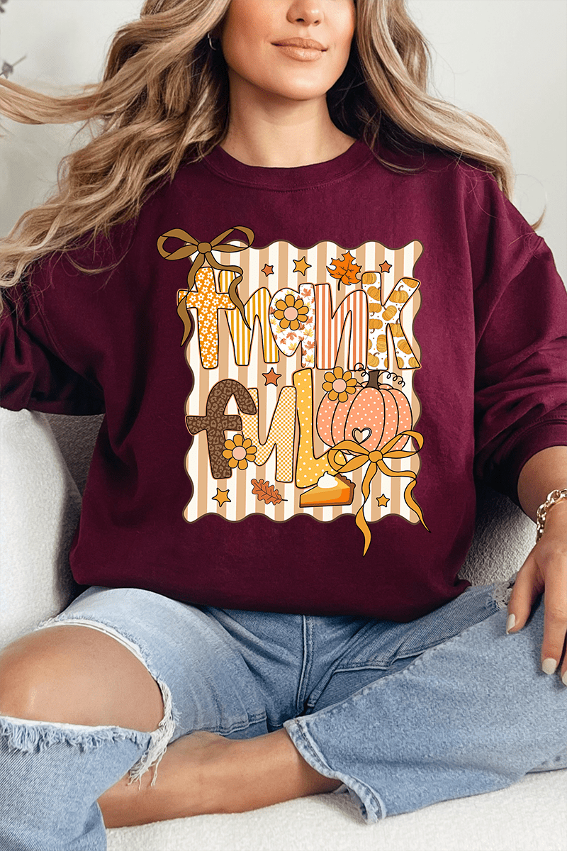 Thankful Doodle Coquette Heavy - weight Crew Sweatshirt - Wholesale Accessory Market