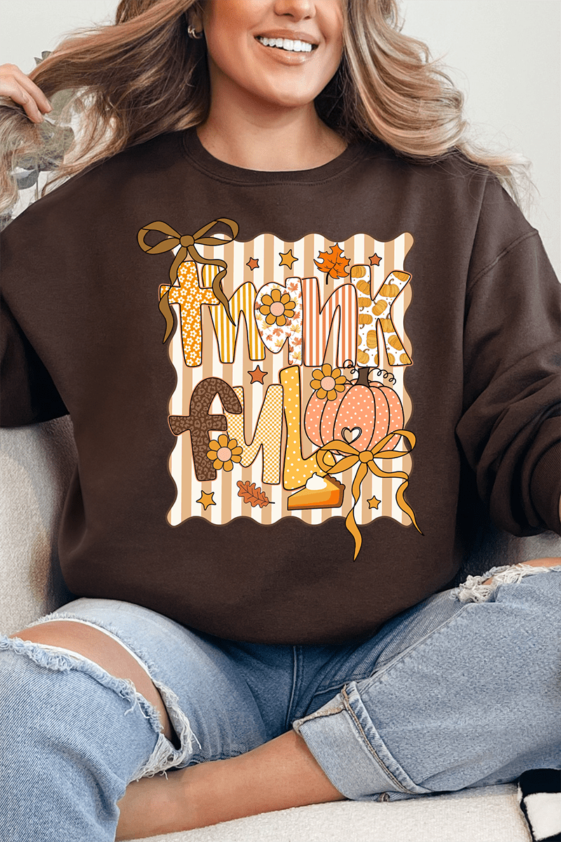 Thankful Doodle Coquette Heavy - weight Crew Sweatshirt - Wholesale Accessory Market