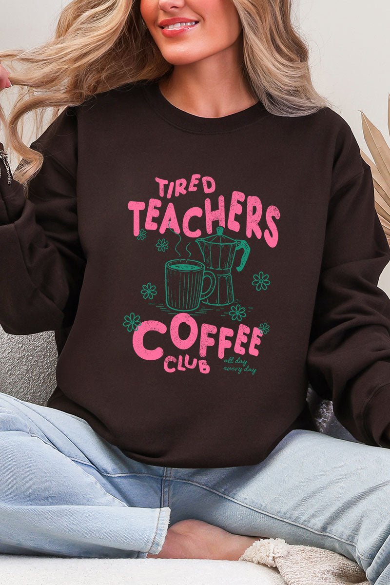 Tired Teachers Coffee Club Heavy Blend Crew Sweatshirt - Wholesale Accessory Market
