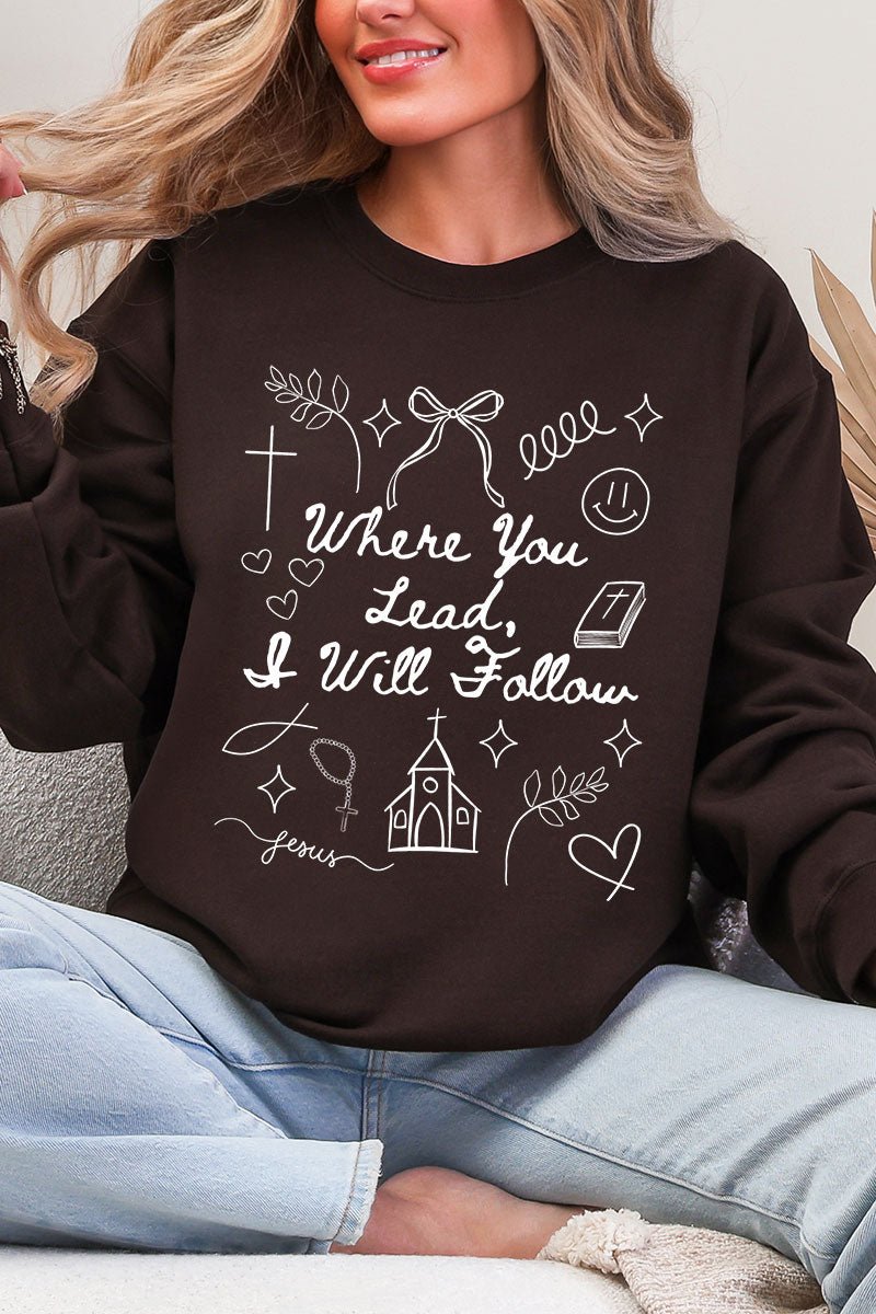 Where You Lead, I Will Follow Heavy Blend Crew Sweatshirt - Wholesale Accessory Market