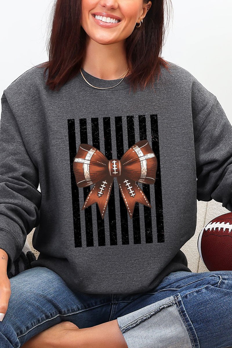 Black Varsity Bow Heavy Blend Crew Sweatshirt - Wholesale Accessory Market