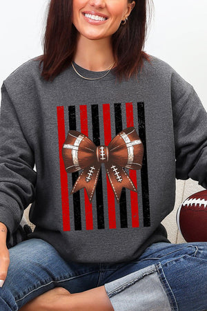 Red & Black Varsity Bow Heavy Blend Crew Sweatshirt - Wholesale Accessory Market