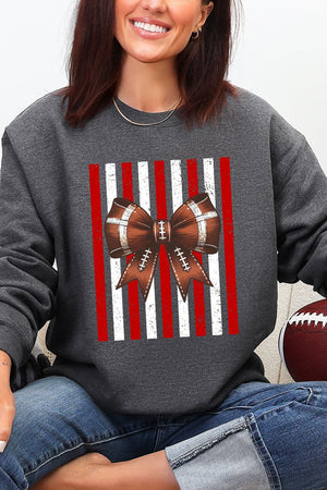 Red & White Varsity Bow Heavy Blend Crew Sweatshirt - Wholesale Accessory Market
