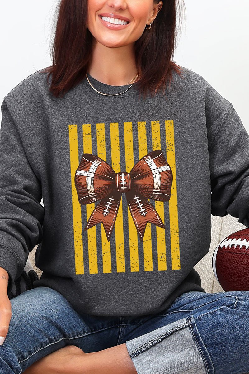 Yellow Gold Varsity Bow Heavy Blend Crew Sweatshirt - Wholesale Accessory Market