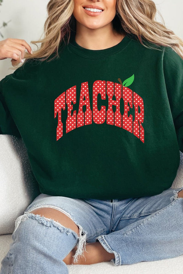 Apple Dot Teacher Heavy Blend Crew Sweatshirt - Wholesale Accessory Market