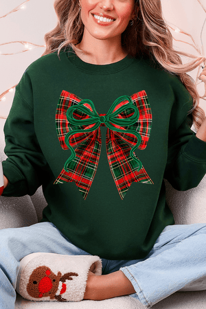 Christmas Plaid Coquette Heavy Blend Crew Sweatshirt - Wholesale Accessory Market