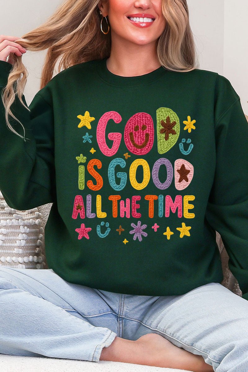 Faux Yarn God Is Good Heavy Blend Crew Sweatshirt - Wholesale Accessory Market