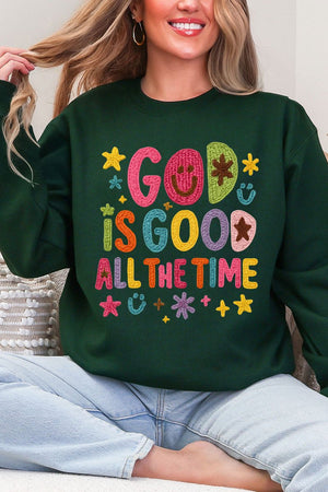 Faux Yarn God Is Good Heavy Blend Crew Sweatshirt - Wholesale Accessory Market