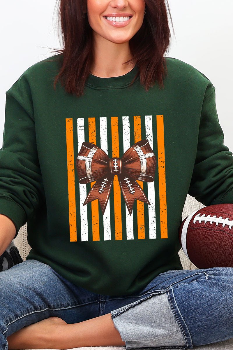 Fiery Orange & White Varsity Bow Heavy Blend Crew Sweatshirt - Wholesale Accessory Market
