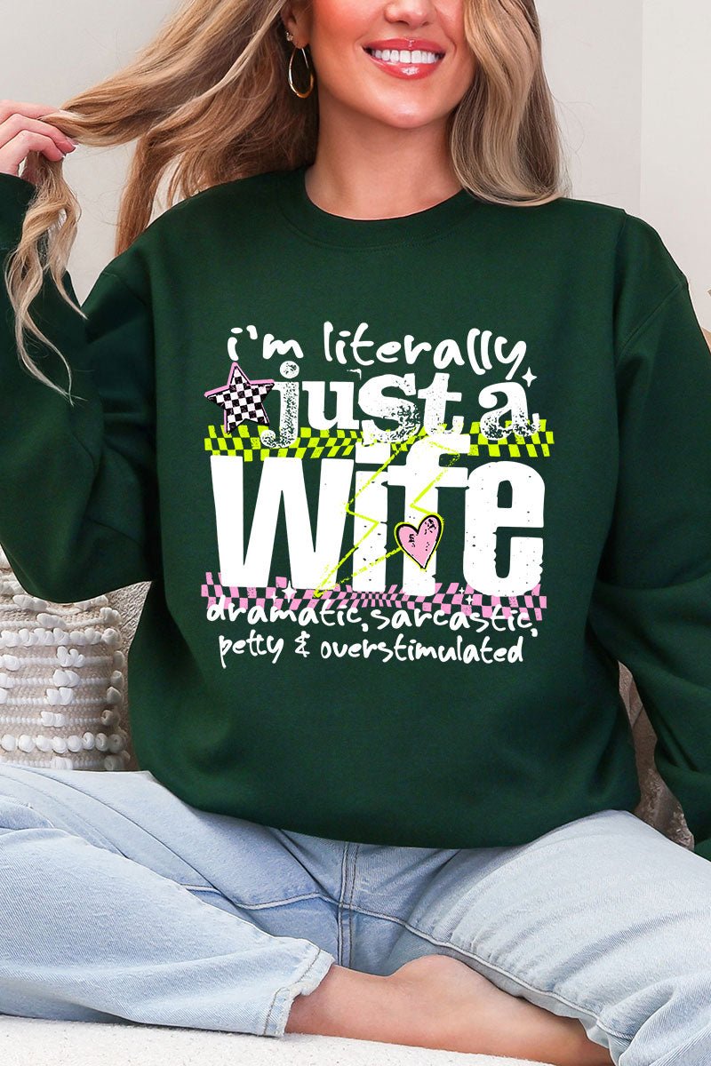 Literally Just A Wife Heavy Blend Crew Sweatshirt - Wholesale Accessory Market