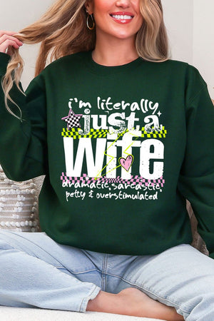 Literally Just A Wife Heavy Blend Crew Sweatshirt - Wholesale Accessory Market
