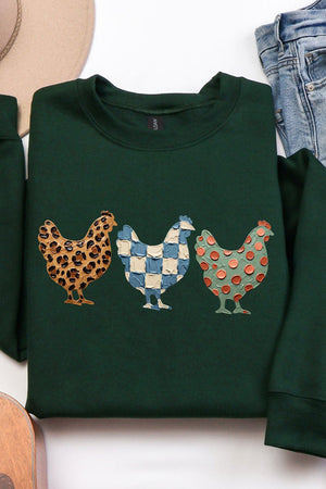 Painted Hen Trio Heavy Blend Crew Sweatshirt - Wholesale Accessory Market