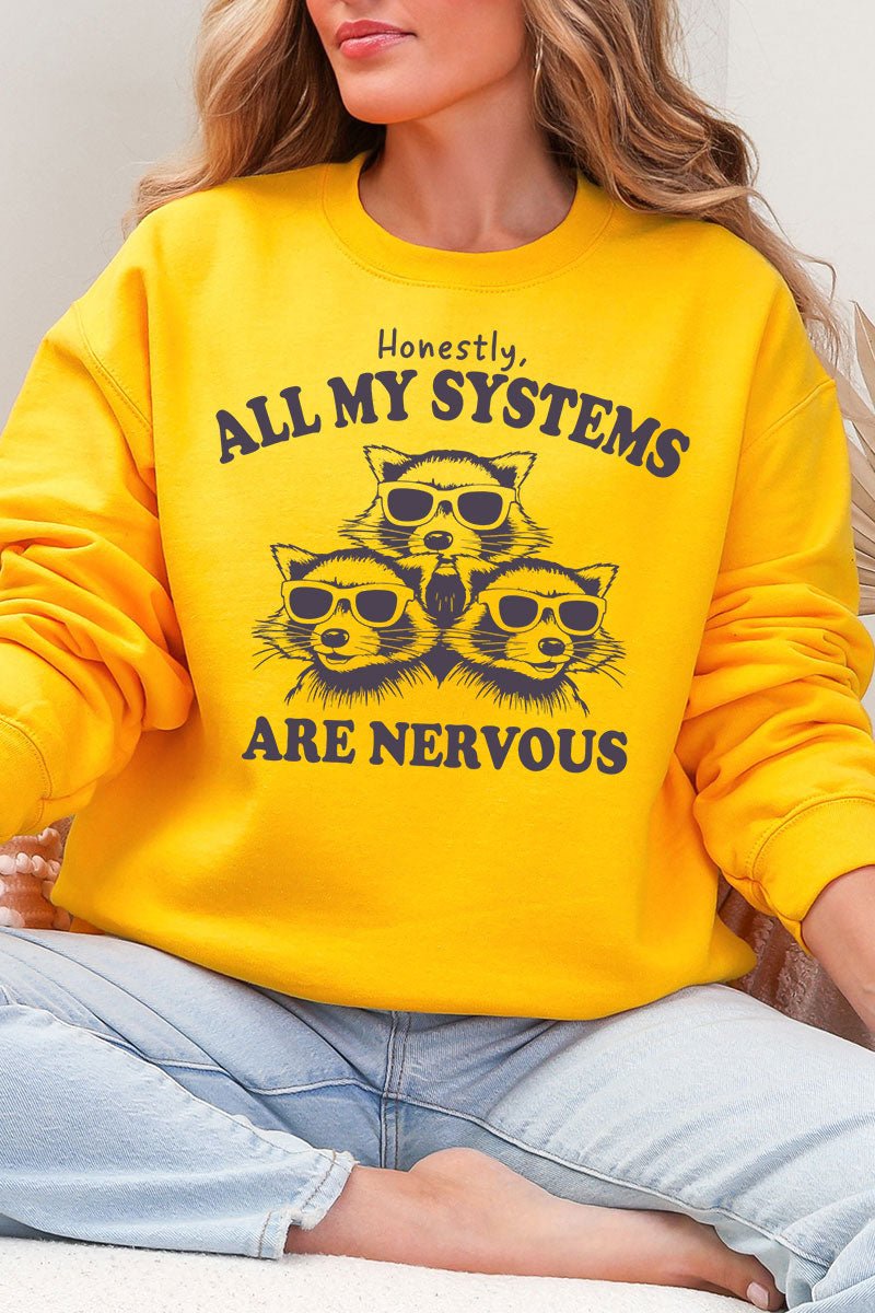 All My Systems Are Nervous Heavy Blend Crew Sweatshirt - Wholesale Accessory Market