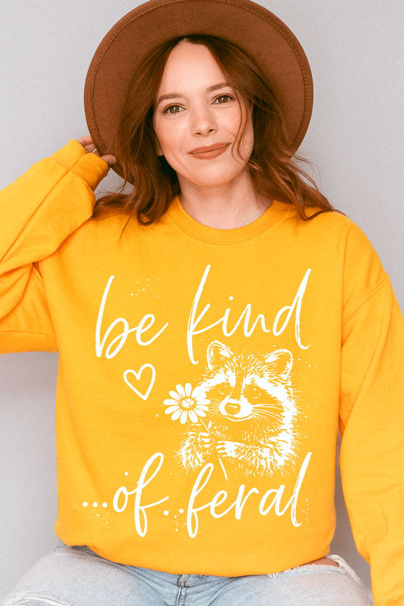 Be Kind Of Feral Raccoon Heavy Blend Crew Sweatshirt - Wholesale Accessory Market