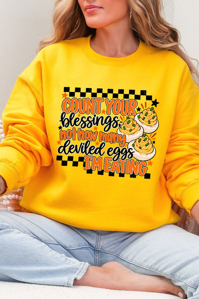 Count Blessings Not Deviled Eggs Heavy Blend Crew Sweatshirt - Wholesale Accessory Market