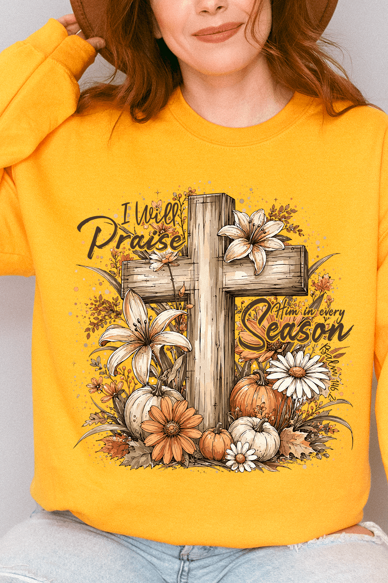 Harvest Praise Cross Heavy Blend Crew Sweatshirt - Wholesale Accessory Market