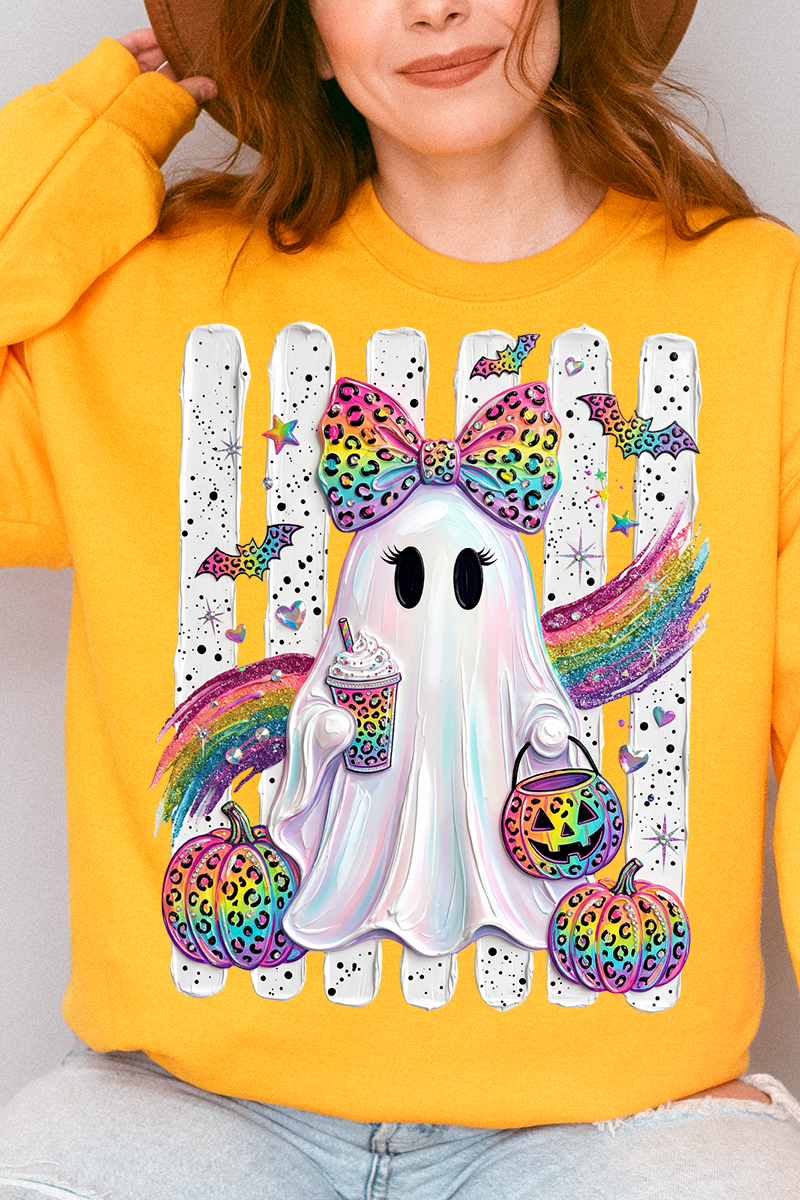 Rainbow Glam Ghost Heavy Blend Crew Sweatshirt - Wholesale Accessory Market