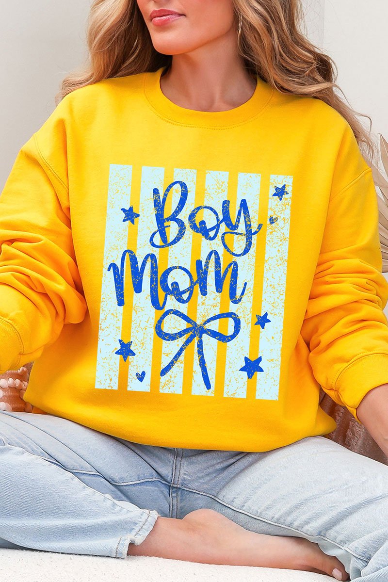Striped Stars Boy Mom Heavy Blend Crew Sweatshirt - Wholesale Accessory Market