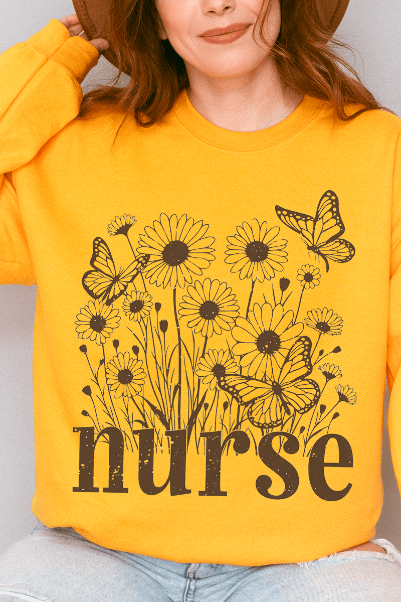 Wildflower Nurse Heavy Blend Crew Sweatshirt - Wholesale Accessory Market