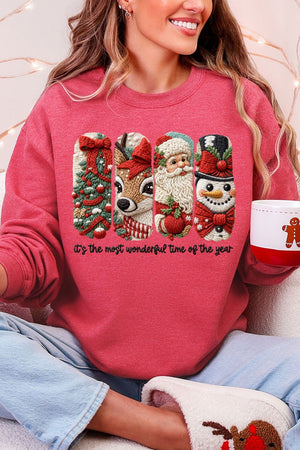 Faux Yarn Most Wonderful Time Heavy Blend Crew Sweatshirt - Wholesale Accessory Market