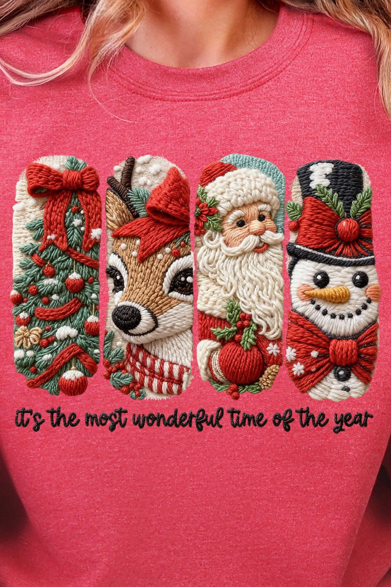 Faux Yarn Most Wonderful Time Heavy Blend Crew Sweatshirt - Wholesale Accessory Market