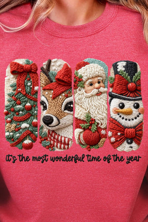 Faux Yarn Most Wonderful Time Heavy Blend Crew Sweatshirt - Wholesale Accessory Market
