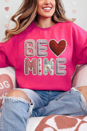 Be Mine Faux Yarn Heavy Blend Crew Sweatshirt - Wholesale Accessory Market