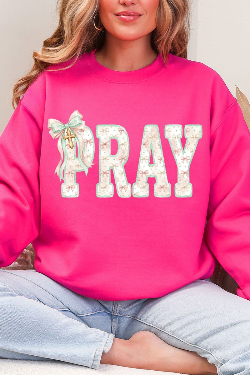 Coquette Cross Pray Heavy Blend Crew Sweatshirt - Wholesale Accessory Market