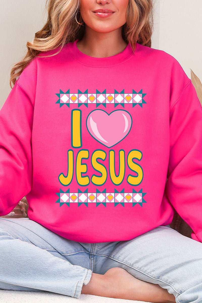 Folk Faith: I Love Jesus Heavy Blend Crew Sweatshirt - Wholesale Accessory Market