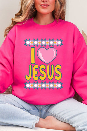 Folk Faith: I Love Jesus Heavy Blend Crew Sweatshirt - Wholesale Accessory Market