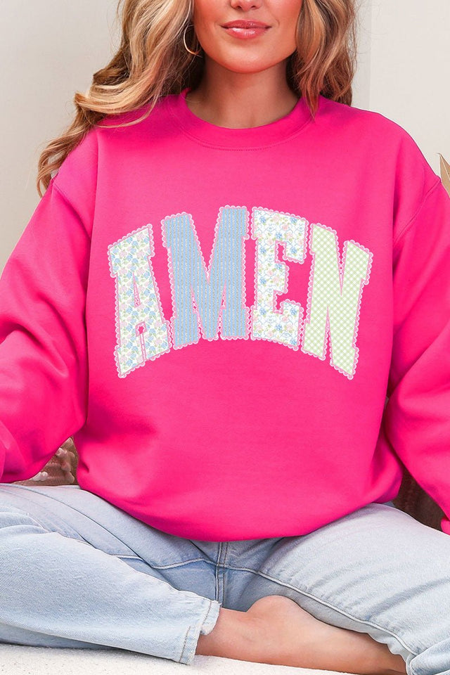 Garden Gingham Amen Heavy Blend Crew Sweatshirt - Wholesale Accessory Market