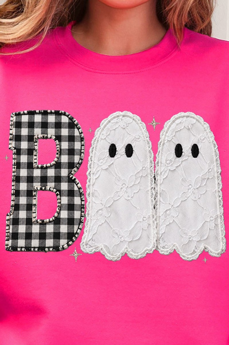 Gingham & Lace Boo Heavy Blend Crew Sweatshirt - Wholesale Accessory Market