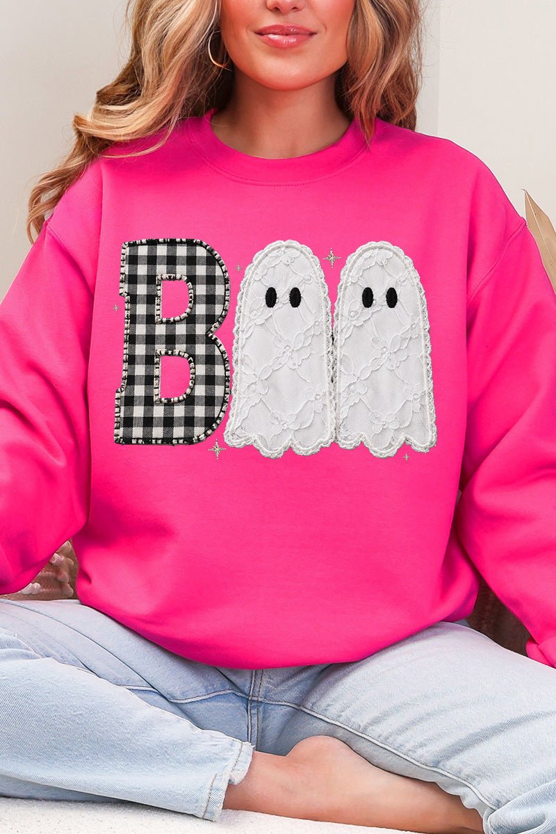 Gingham & Lace Boo Heavy Blend Crew Sweatshirt - Wholesale Accessory Market