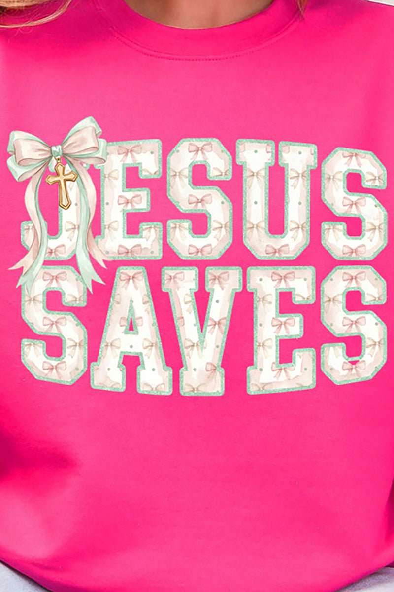 Jesus Saves Coquette Cross Heavy Blend Crew Sweatshirt - Wholesale Accessory Market