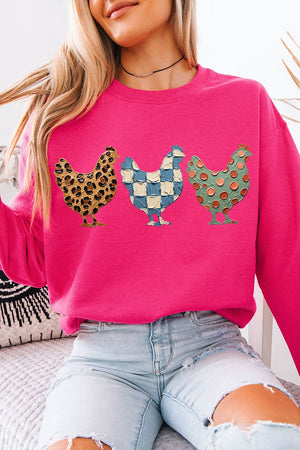 Painted Hen Trio Heavy Blend Crew Sweatshirt - Wholesale Accessory Market